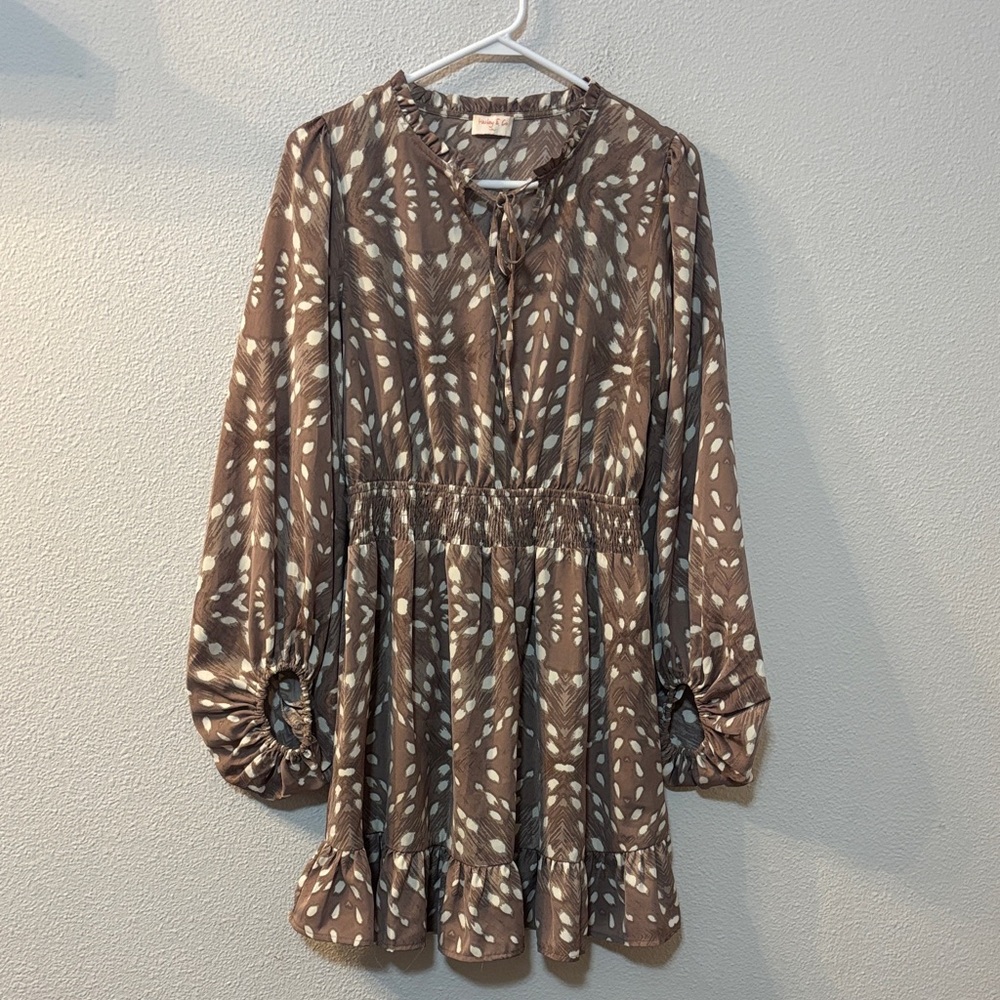 Hailey & Co Elegant Brown Patterned Dress